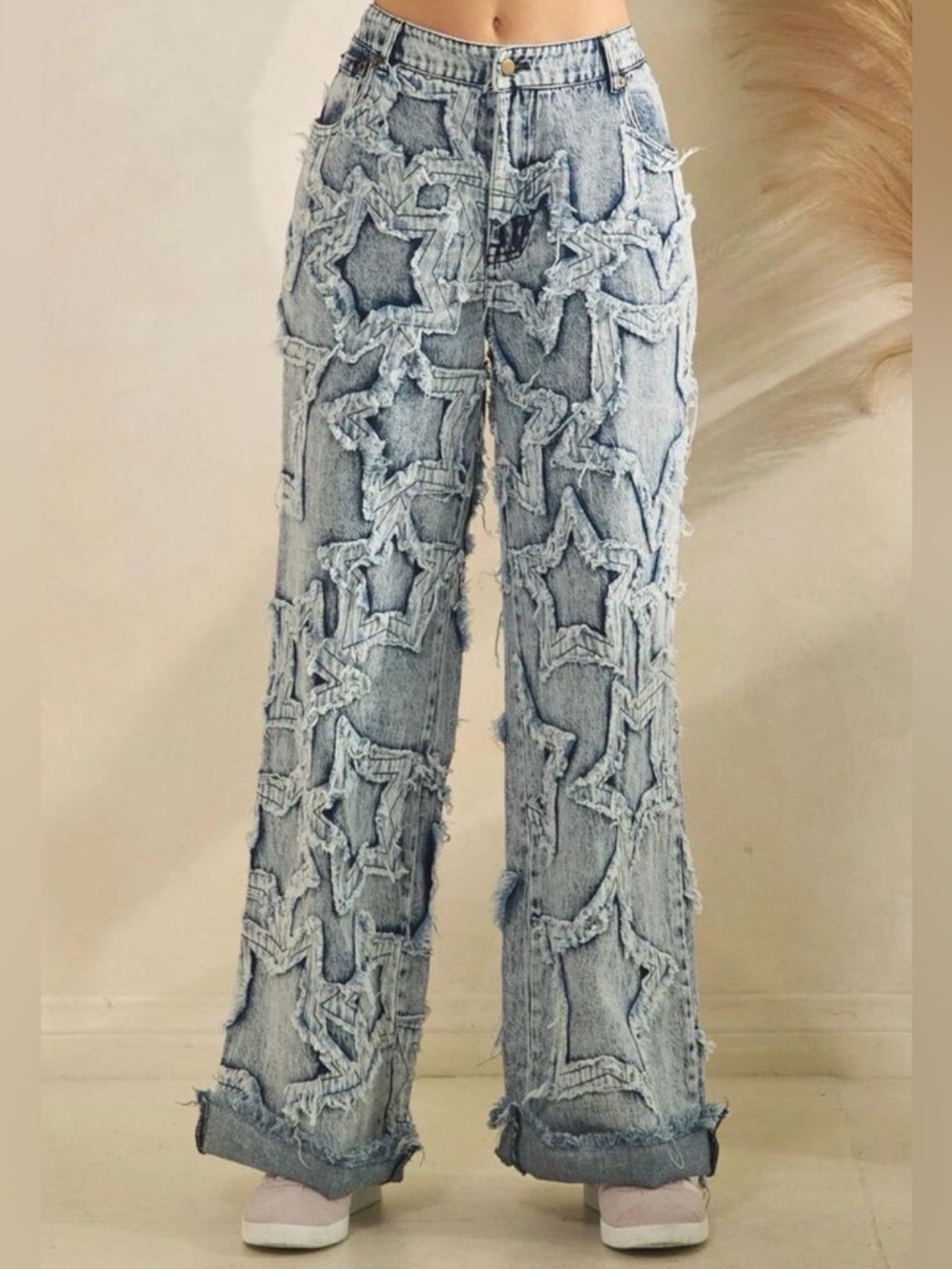 Oli & Hali ”Star Party”  Star-Appliqué Wide Leg Jeans ~ Size XL ~ NWOT - Picture 2 of 15